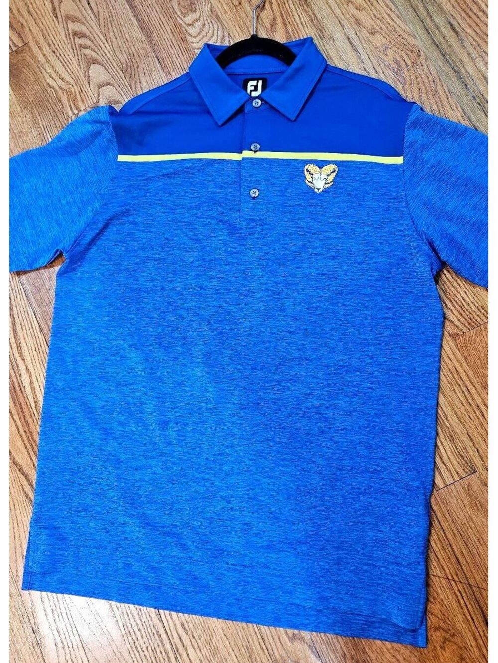 FootJoy Men's Blue Golf Polo Shirt with Ram Logo, Size M